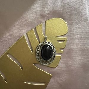 925 Silver pendant with real onyx black stone